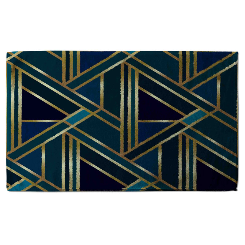 Cotton Waffle Tea Towel Kitchen Towel, Gold/White