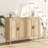 Rattan Sideboard Buffet Cabinet with Power Outlet & 4 Doors-1440281363