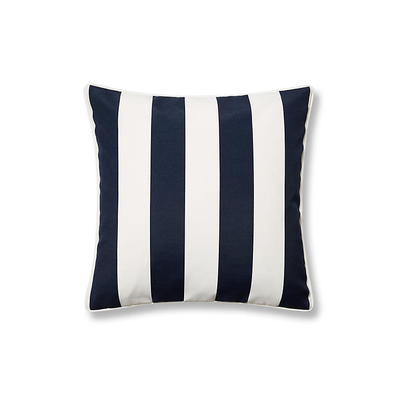 Cabana Stripe Outdoor Throw Pillow, Navy