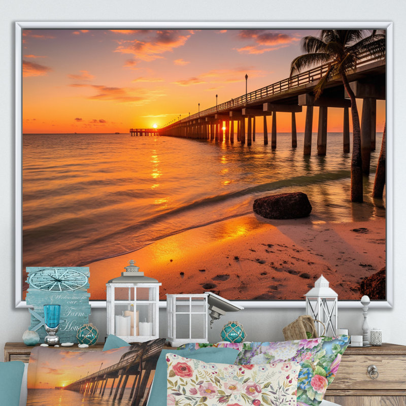 Jacksonville Bay Florida II sur toile, H 16 po x l 32 po x P 1 po, Cadre flottant blanc