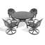 Ensemble de salle à manger 5 pièces en aluminium coulé résistant aux intempéries, comprenant 4 chaises pivotantes et une table ronde de 47,24 po avec structure noire-975481476
