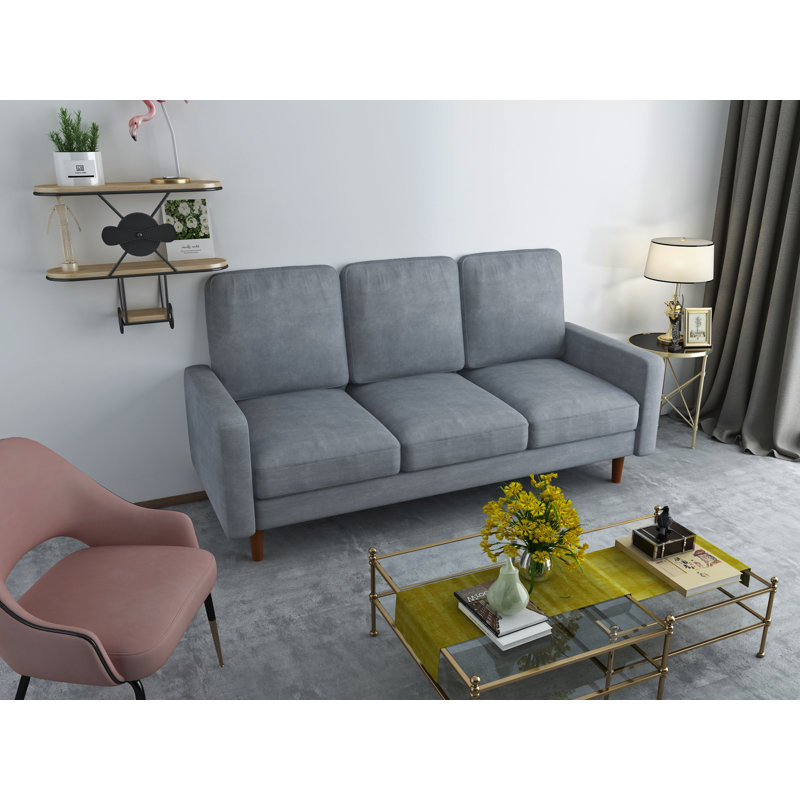 Dolan 70" Velvet Square Arm Sofa, Gray