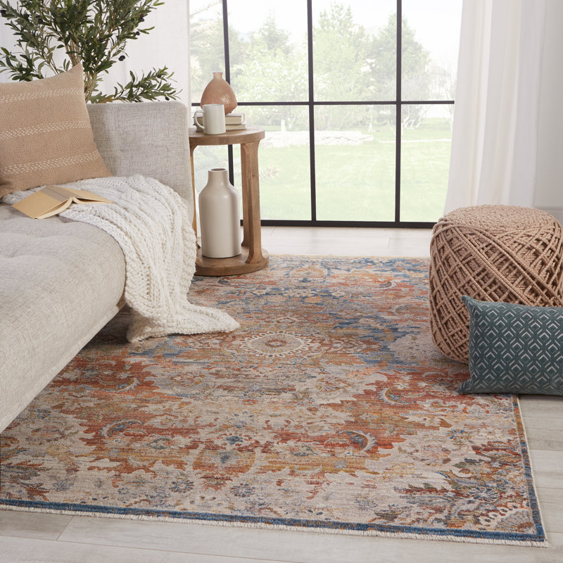 Tapis oriental bleu / orange Natonia, Rectangle 8 pi x 10 pi