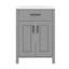 Meuble-lavabo de 24 po avec lavabo, armoire de salle de bain en bois massif avec tiroir basculant, supports de rangement, porte à fermeture en douceur et tablettes réglables-441257558