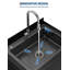 Bassin utilitaire robuste en acier inoxydable, cuve unique profonde sur pied – Robinet extractible à 360° pour eau chaude et froide, pour buanderie, garage, atelier, avec tuyaux et trousse de vidange, 65,3 cm × 52,6 cm × 100,3 cm-134202524