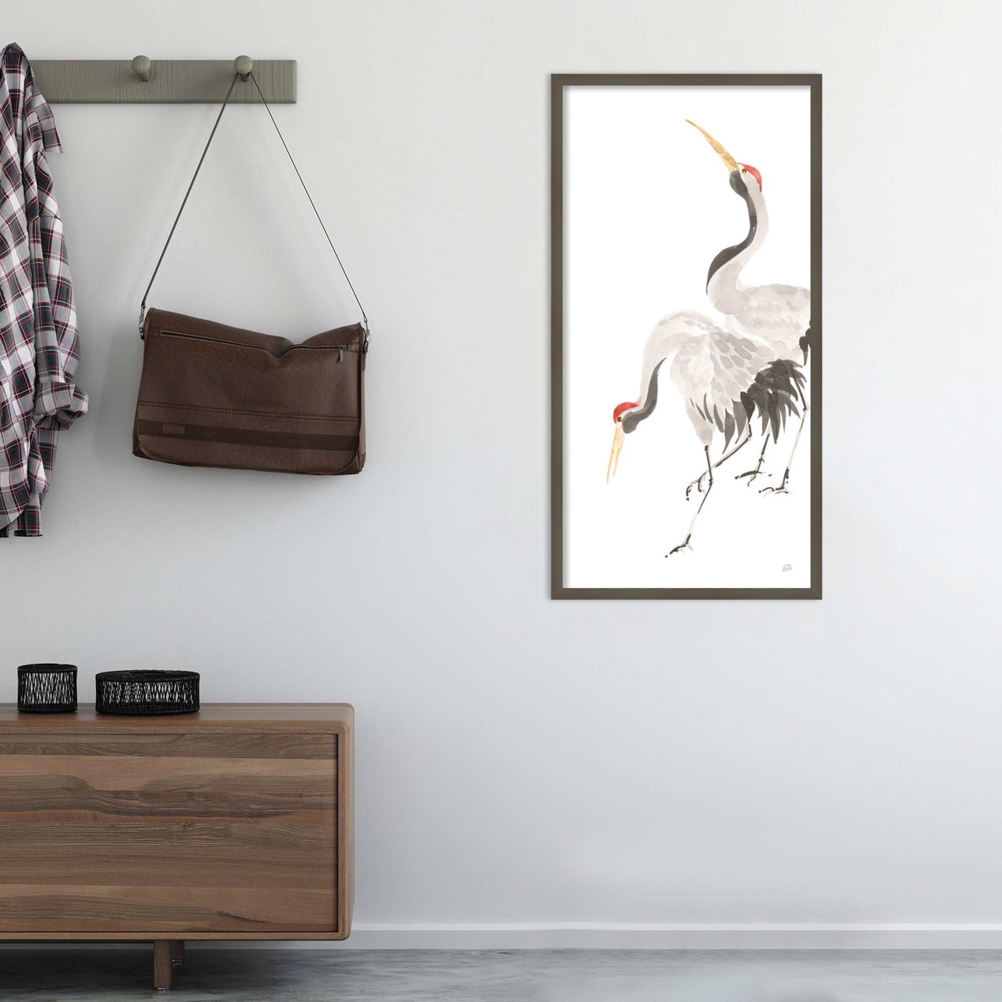 Chinese Painting of Herons Wall Scroll Set