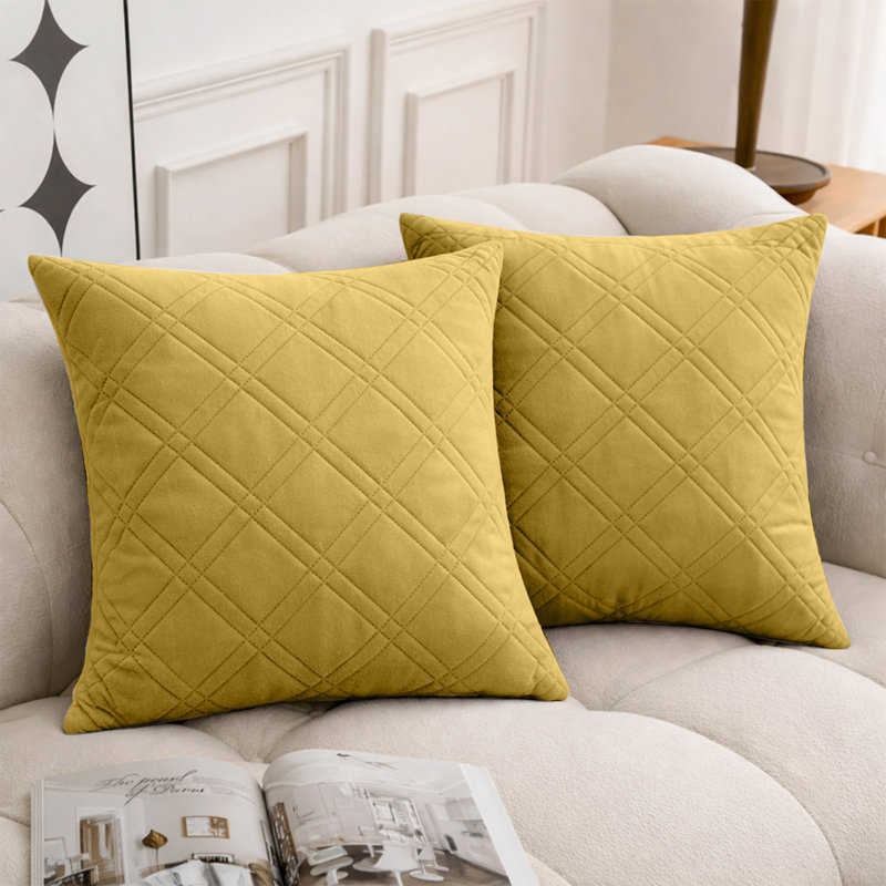 Geometric Square Cushion, Ochre