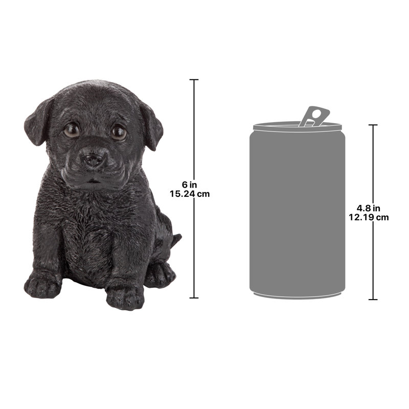 Black Resin Labrador Puppy Dog Statue, 5"
