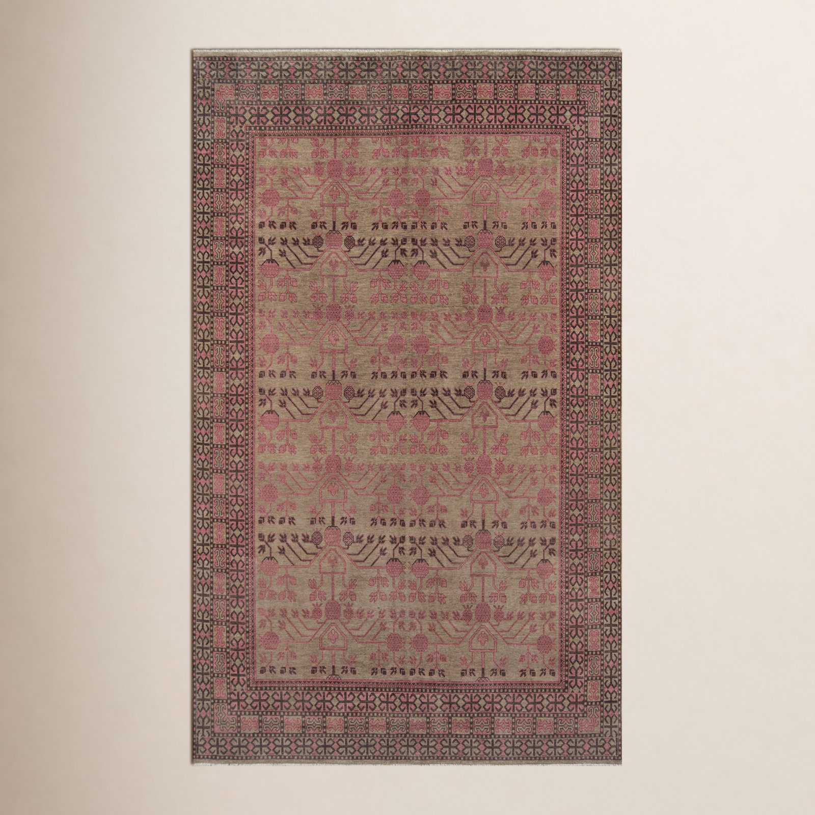 Leonardo Handmade Wool Brown Rug, Rectangle 2' x 3'