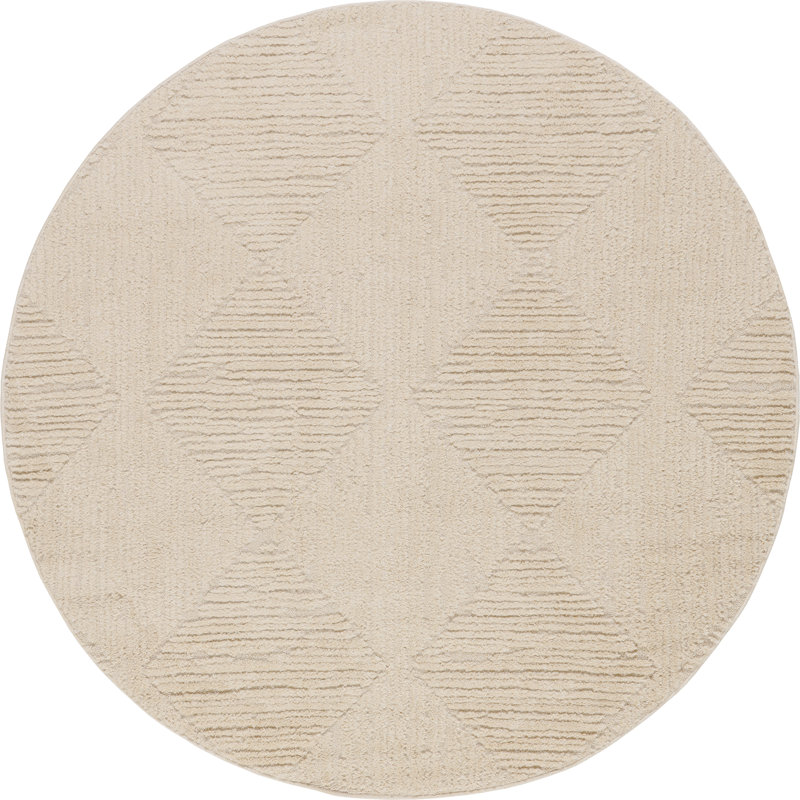 Kerry Textured Geometric Tasseled Area Rug, Round 6'