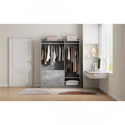 Rangement ouvert pour garde-robe en bois pour chambre à coucher