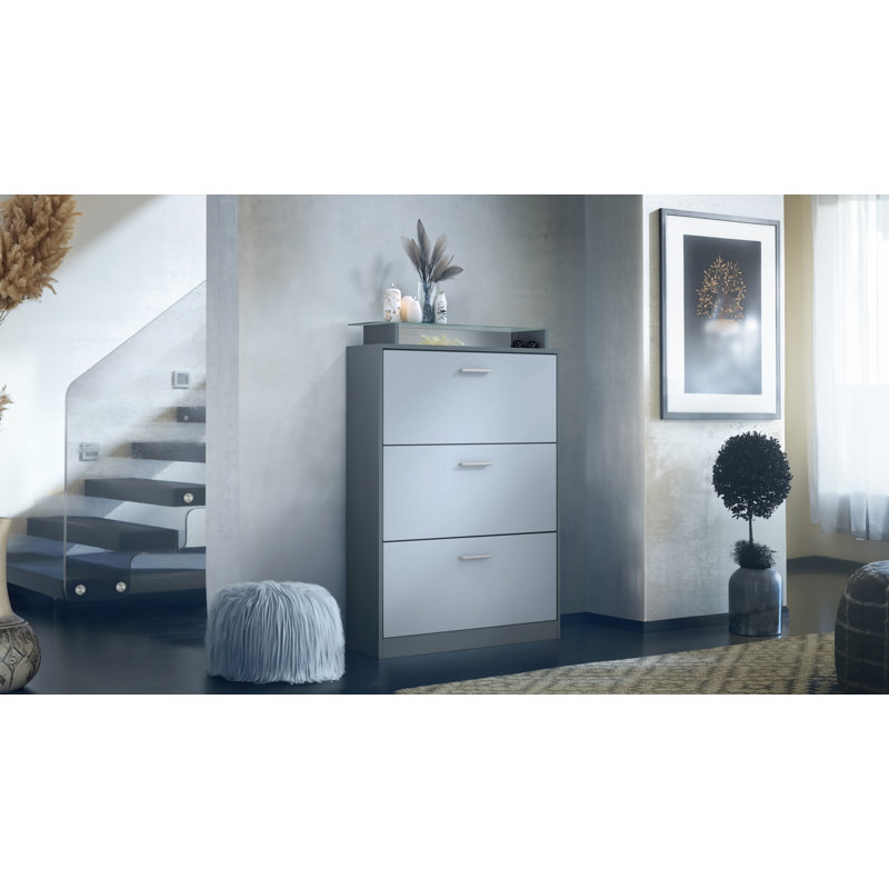 24 Pair Shoe Storage Cabinet, Anthracite/Denim