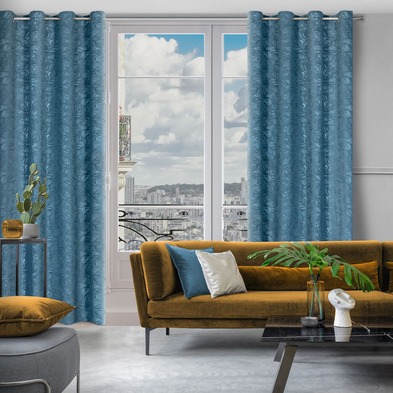 Abinash Blackout Curtains Single Panel, Blue