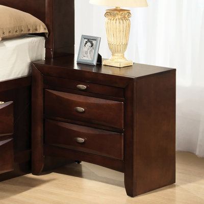 Table de chevet en bois massif et cerisier manufacturé avec 2 tiroirs, poignées ovales en nickel, style transitionnel contemporain, plateau doublé de feutre, plateau coulissant, tiroirs de décoration de chambre à coucher