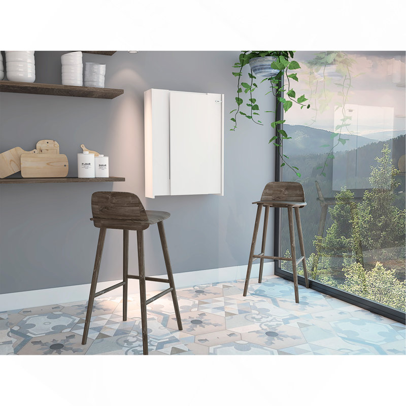 Table pliante murale Vatta, sept tablettes intérieures, table extensible