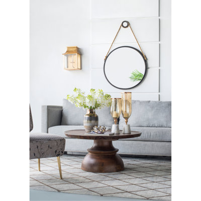 Modern 29.5" Round Mirror With Black Framed And Tenacious Persistent Rope For Living Room Stylish Hanging Frame Long-Lasting Bedroom