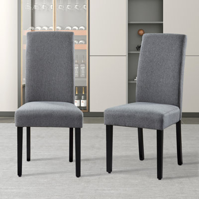 Chaises de salle à manger rembourrées en tissu de lin gris (ensemble de 2)