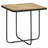 Elyna Square Travertine Stone-Top Side Table with Asymmetrical Iron Base, Beige and Black