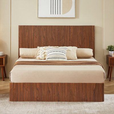 Birzer Curved Queen Wooden Platform Bed Lift Up Storage
