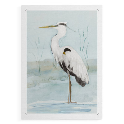 Heron on Blue II -Canvas Print Only - NOT FRAMED