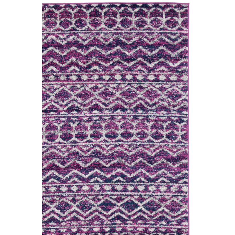 Christa Geometric Fuchsia/Navy Area Rug, Runner 2'3" x 8'