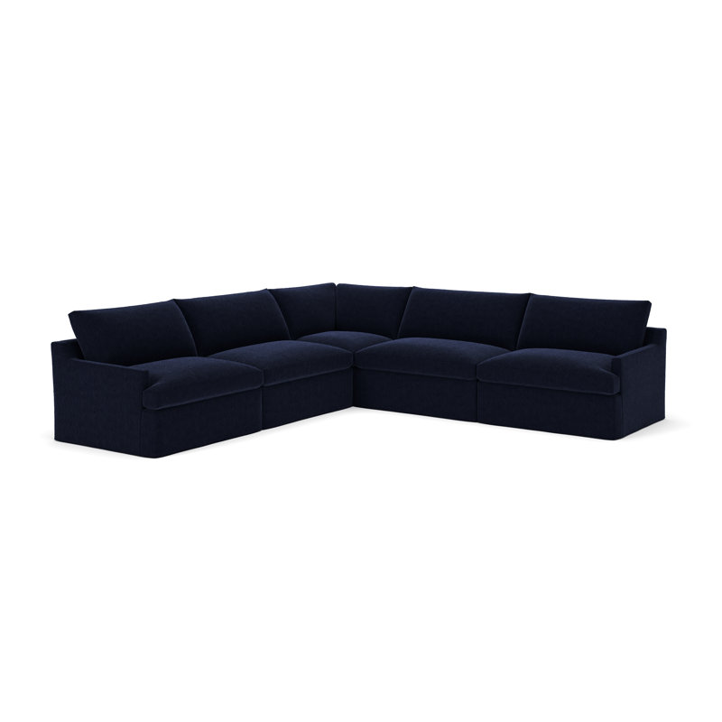 Wrenley 5-Piece Slipcovered Modular Sectional, Davis Ink Performance Boucle