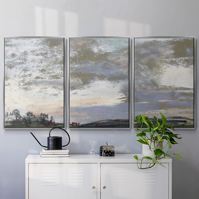 Brayden Studio® Landscape 01 Framed On Canvas 3 Pieces Print | Wayfair
