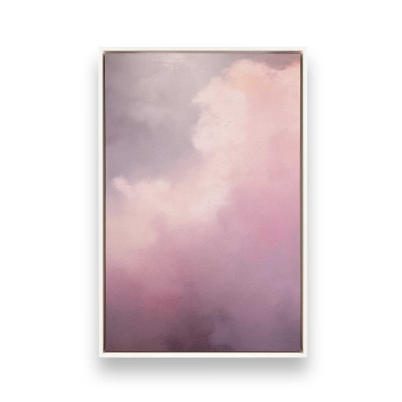 Impression sur toile 48 "x 32" Skyline pastel v1, Cadre flottant blanc opaque, H 32 po x l 22 po x P 1,75 po