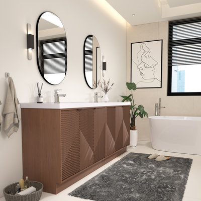 Meuble-lavabo autoportant de 83,8 po avec double lavabo en acrylique renforcé Monterey