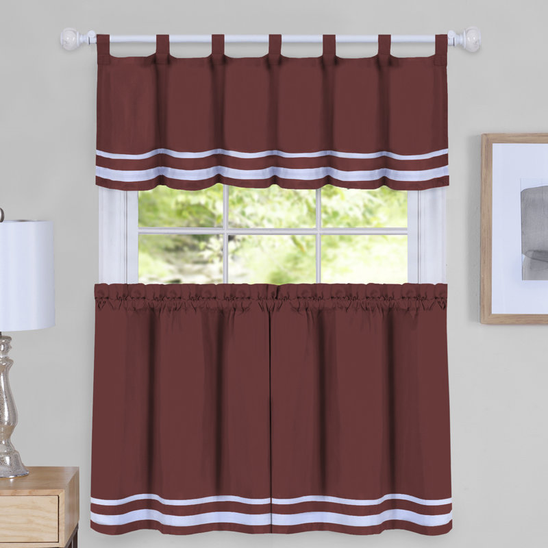Pangkal Pinang Kitchen Curtain, Burgundy, 58" W x 14" L