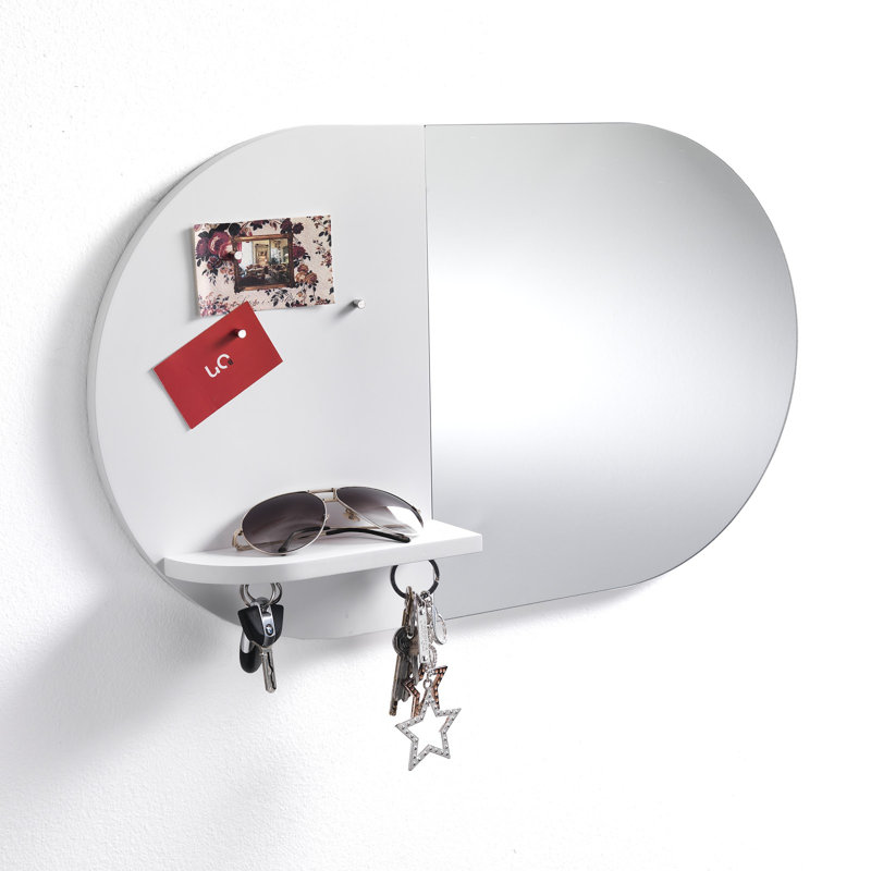Flat Wall Mirror with Shelves