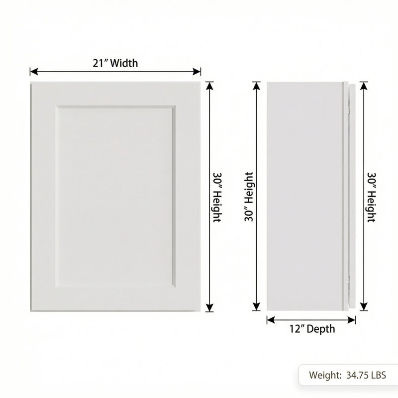 21" Solid Wood Cabinet with Soft-Close Door & Adjustable Shelves