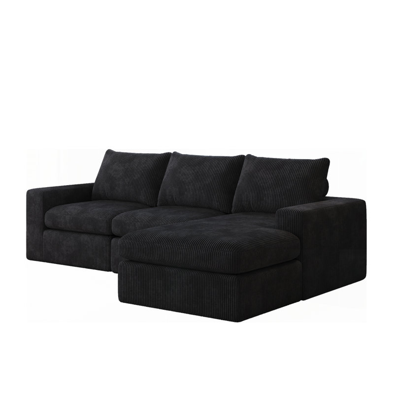 Canapé modulaire rembourré en L sans os, Noir