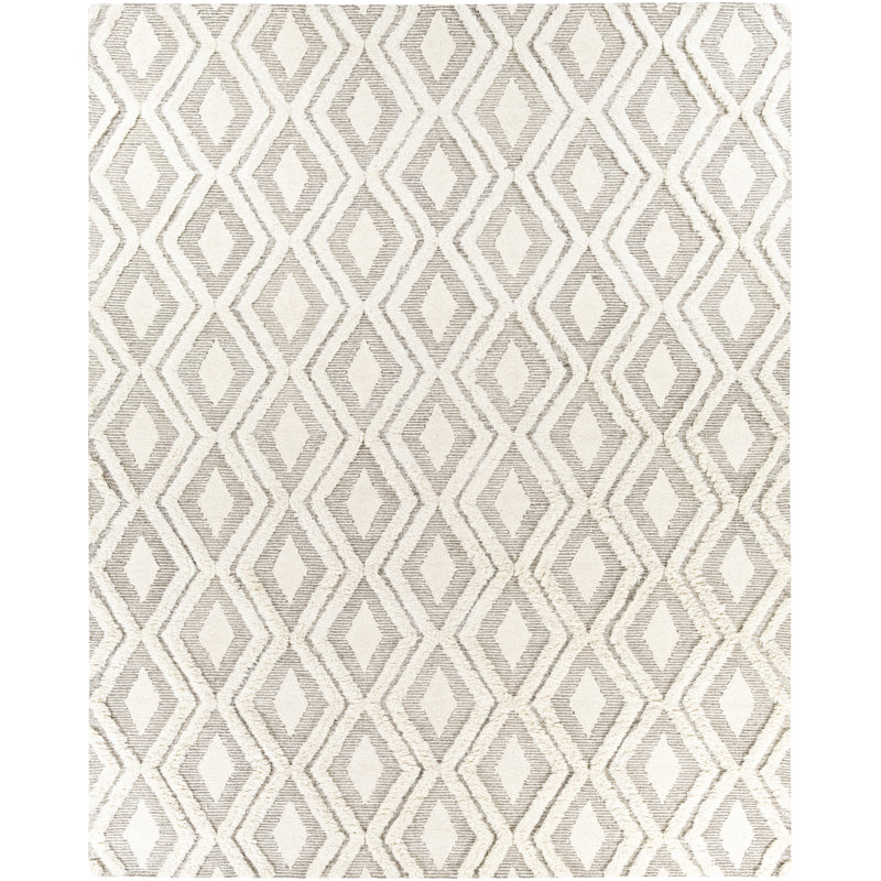 Tapis crème en laine touffeté à la main Omaha, Rectangle 12 pi x 15 pi
