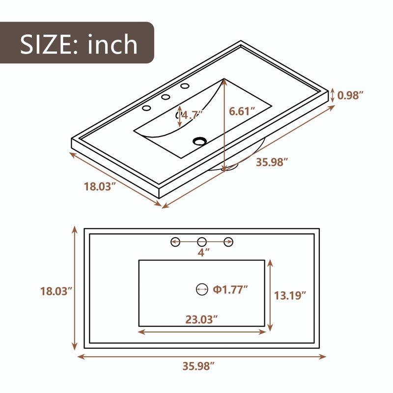 Meuble-lavabo simple avec plateau Pacen 36,00