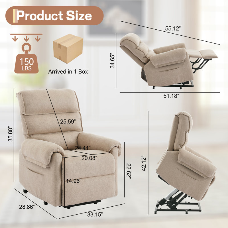 KORSER Power Lift Recliner , Electric Lift Recliner For Elderly , Small Recliner For Small Space, Recliner Chair With Side Pockets 