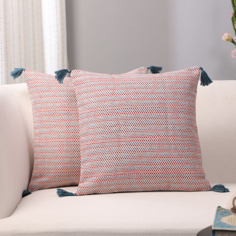 Housse de coussin en jacquard Olga (ensemble de 2), H 20 po x l 20 po, Corail Olga