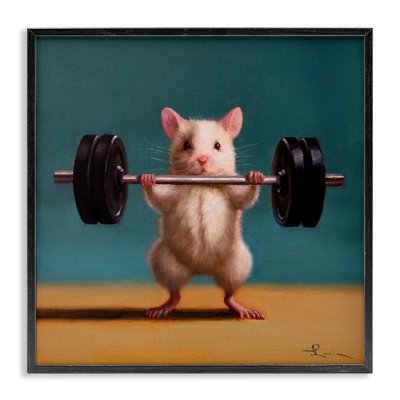 «Power Lifting Mouse», art de la giclée encadrée par Lucia Heffernan