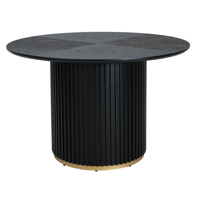 47.25" Round Pedestal Dining Table, Black, Black