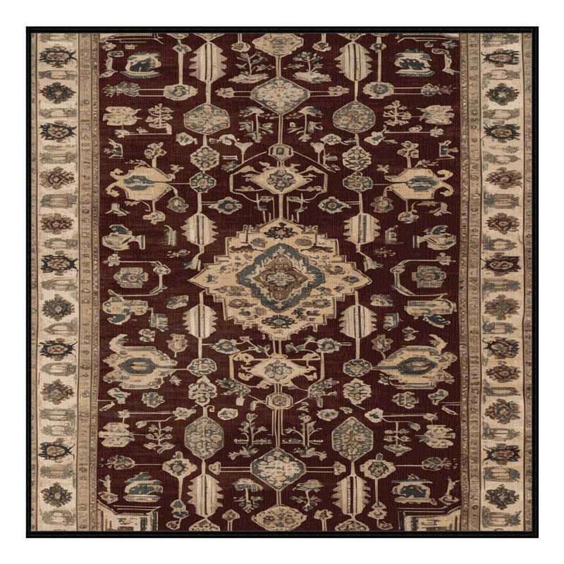 Tapis brun turc lavable à la machine, Carré 4 pi