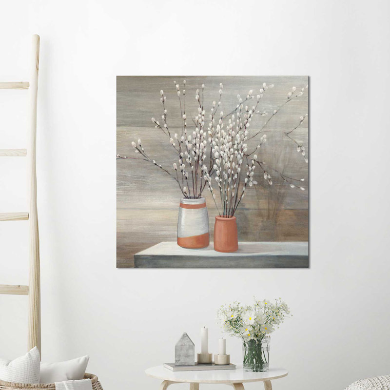 «Pussy Willow Still Life I», reproduction de peinture à l'acrylique sur toile, H 28 po x l 48 po x P 1,5 po, Toile tendue