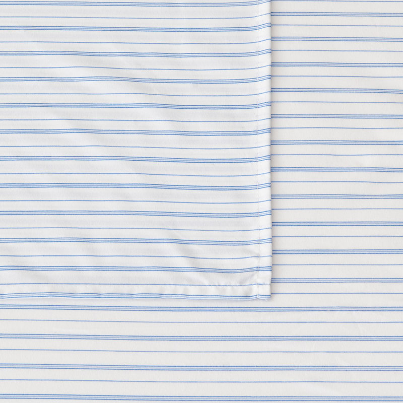 Sky Blue Striped Twin Microfiber Sheet Set