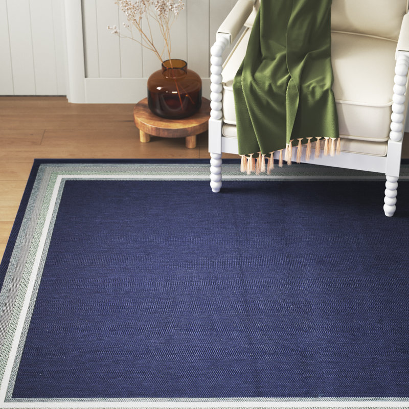 Tapis bleu marine intérieur / extérieur Mendocino, Tapis de couloir 2 pi x 7 pi