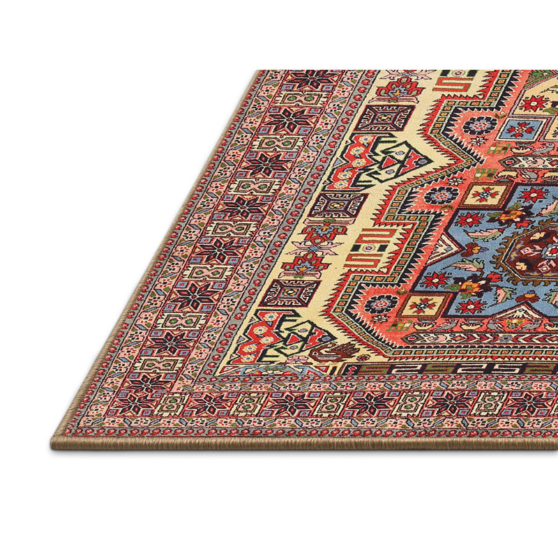 Tapis oriental beige / gris / rouge, Rectangle 6 pi x 9 pi
