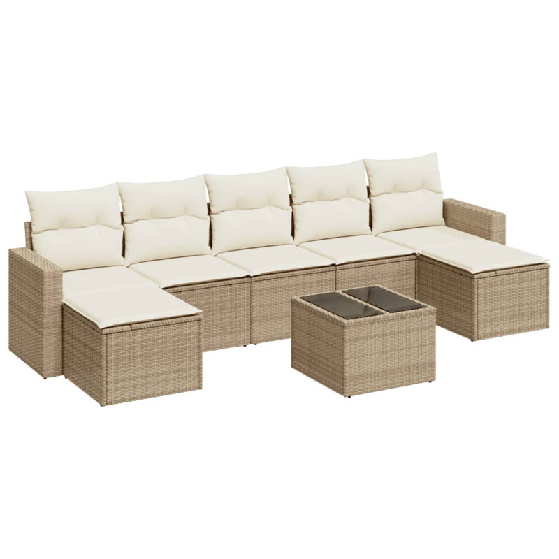 Ensemble de canapé de patio 8 pièces en rotin de polyester Vidaxl, Beige