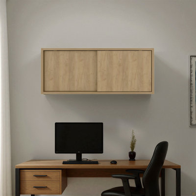 Armoire de rangement murale Note de 32 pouces de large avec portes coulissantes, option de rangement mural compact pour l'organisation de la chambre à coucher, du bureau, du salon ou du garage