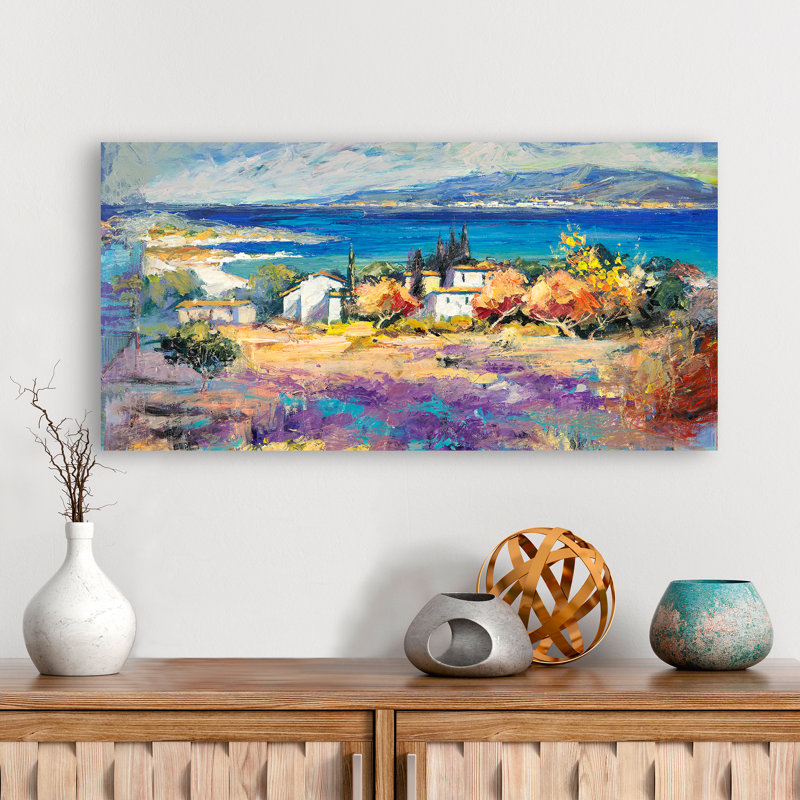 Mediterranean Coast by Luigi Florio - No Frame Print on Canvas, 50cm H x 100cm W x 4cm D