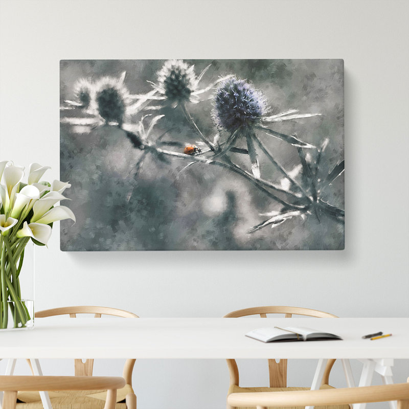 Ladybird Upon A Thistle Flower - Wrapped Canvas Print, 50cm H x 76cm W x 3cm D