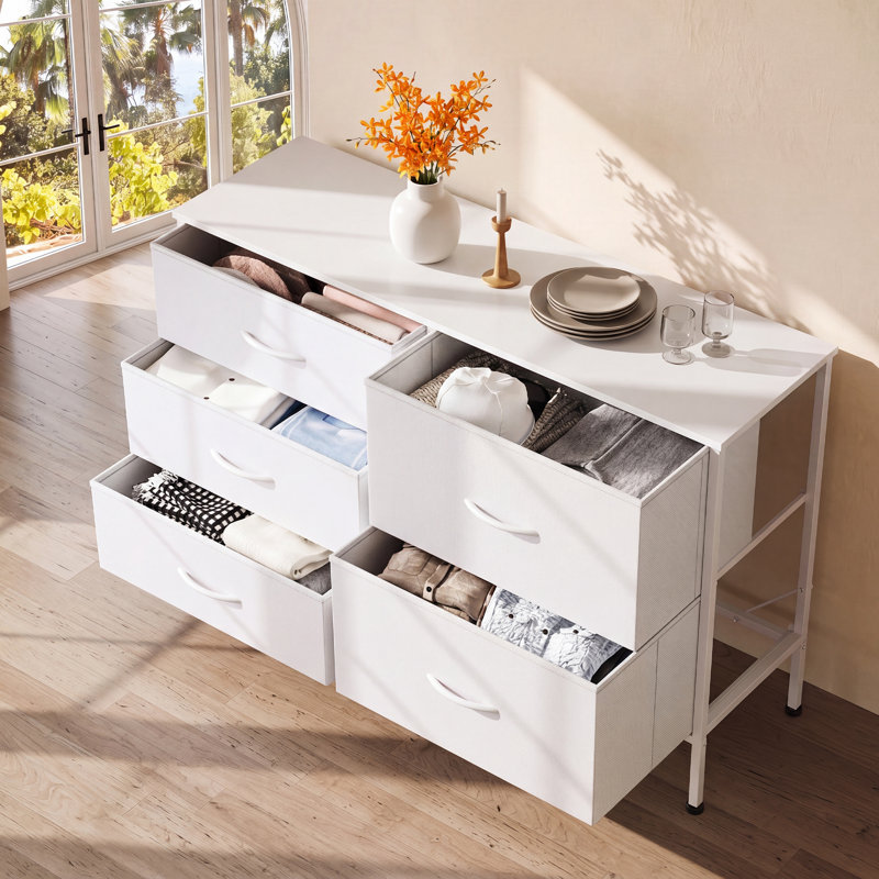 Commode 5 tiroirs Chaseburg, Blanc