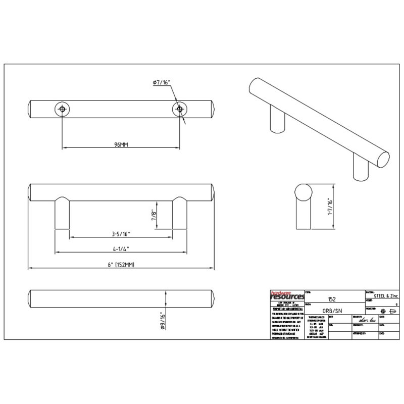 Key West Bar Pull, 7 9/16", Brushed Gold